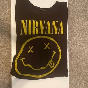 Black t-shirt with yellow print